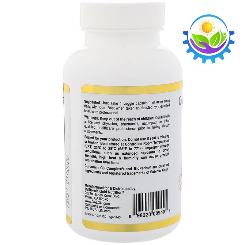 Куркумин C3 комплекс с биоперином, формула поддержки при воспалении, 500 мг