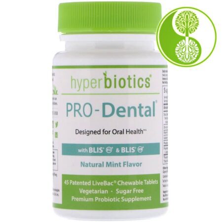 Hyperbiotics, PRO-Dental, пробиотики для полости рта, мятный вкус, 45 жевательных таблеток