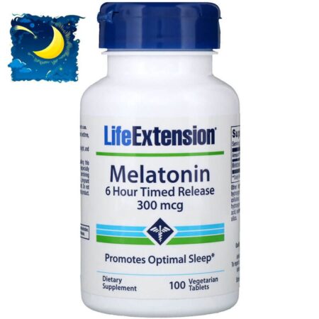 Life Extension, Мелатонин - гормон сна, 6-часовое высвобождение, 300 мкг, 100 таблеток