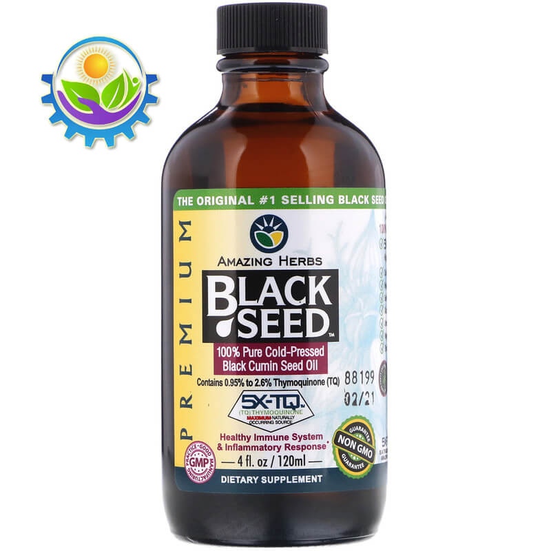 Amazing Herbs, Масло черного тмина - Черное семя, на 100% чистое, холодного отжима, 4 жидк. унций (120 мл)